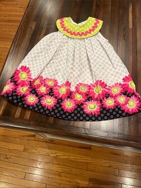 Chabré Floral Polka Dot Dress - Bright Pink & Lime 24 months